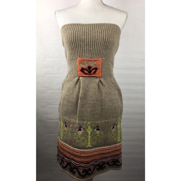 Sleeping on Snow Skirt Womens Small Gray Wool Knit Lined Intarsia Anthropologie - Picture 1 of 7